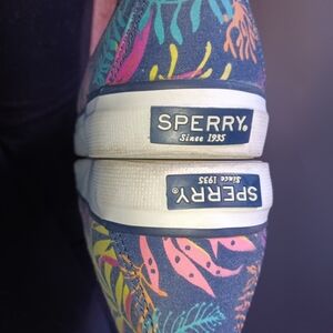 Sperry Purple and Yellow Floral Sneakers